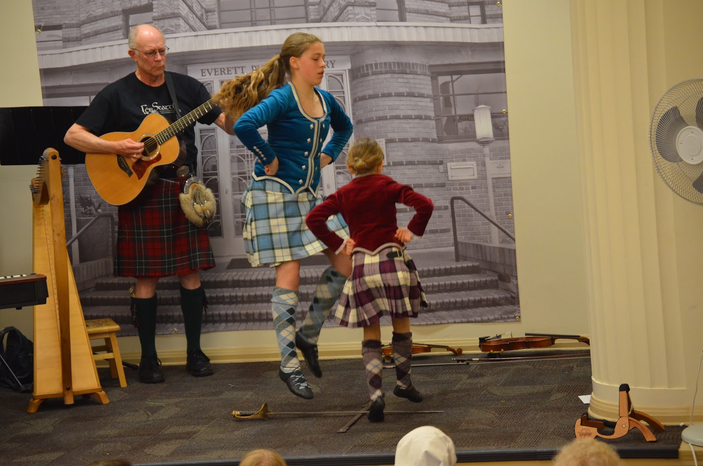Flying high - Flora and Elinor perform the thrilling sword dance.